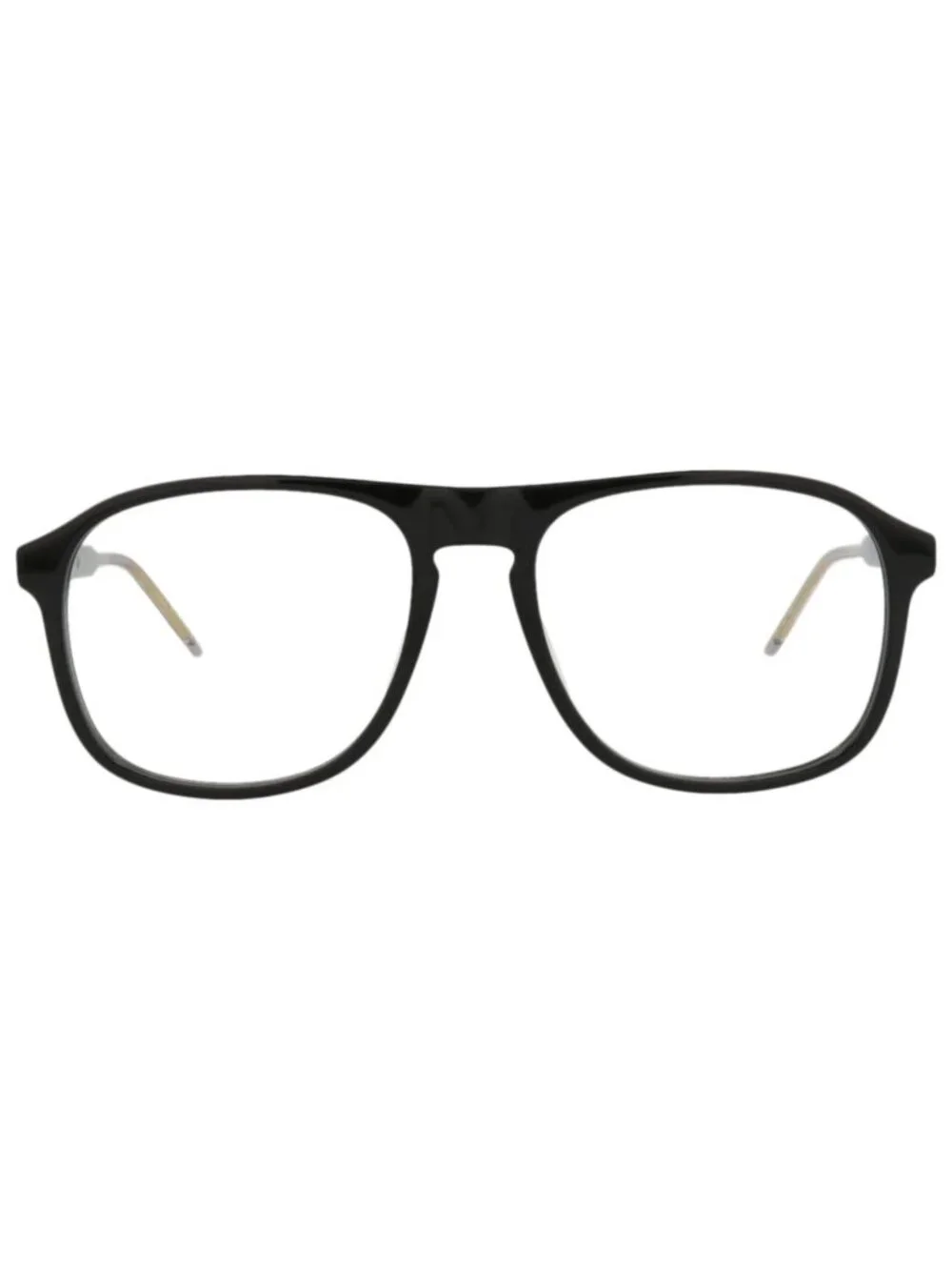 New Gucci Women's Eyeglasses Aviator Acetate Frame Mens Black Black Transparent